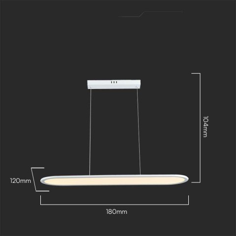 Oprawa Zwieszana V-TAC 24W LED Biała VT-7821 4000K 3000lm