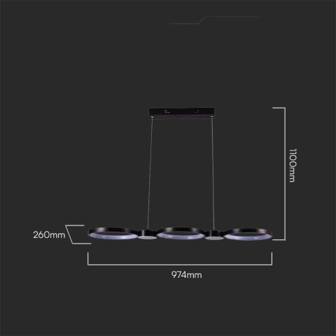 Oprawa Zwieszana V-TAC 38W LED Czarna VT-7820 3000K 4560lm