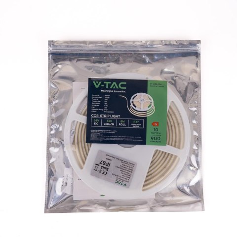 Taśma LED V-TAC Bezpunktowa COB 320LED 24V IP67 10W/m VT-COB 320 Kolor Bursztynowy