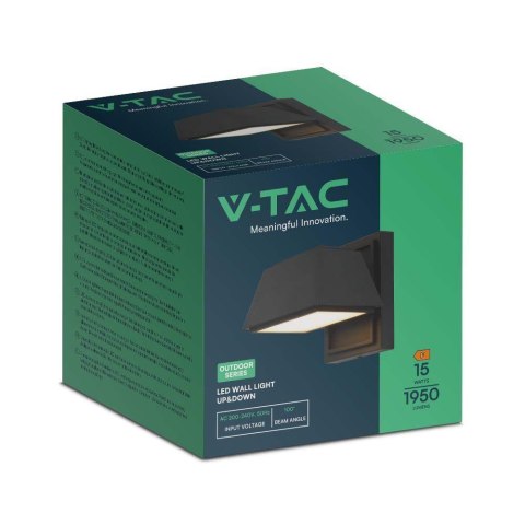 Kinkiet Ścienny V-TAC 14W LED Czarny Góra Dół IP65 VT-1192 3000K 1950lm