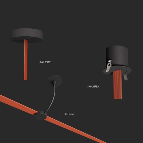 Mocowanie Podłogowe 60x130mm Szynosystem Taśmowy 48V V-TAC Czarne 3 Lata Gwarancji