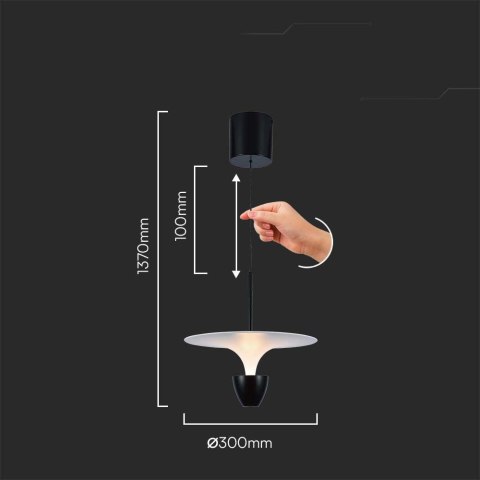 Oprawa Zwieszana V-TAC 9W LED Biały+Czarny VT-7832 3000K 1000lm