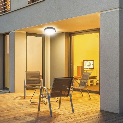 Plafon V-TAC 18W LED Okrągły 25cm Natynkowy IP44 Czarny VT-8618B 3000K 1830lm