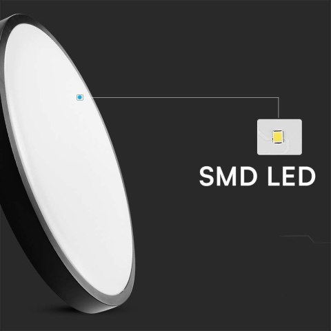 Plafon V-TAC 18W LED Okrągły 25cm Natynkowy IP44 Czarny VT-8618B 6500K 1830lm
