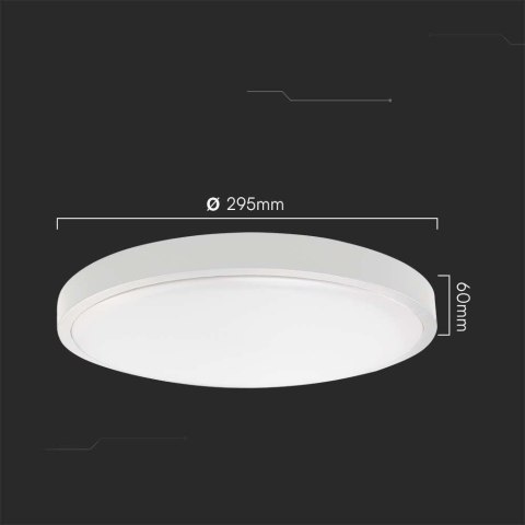 Plafon V-TAC 18W LED Okrągły 25cm Natynkowy Pilot Czujnik Ruchu IP44 Biały VT-8618S 3000K 1830lm
