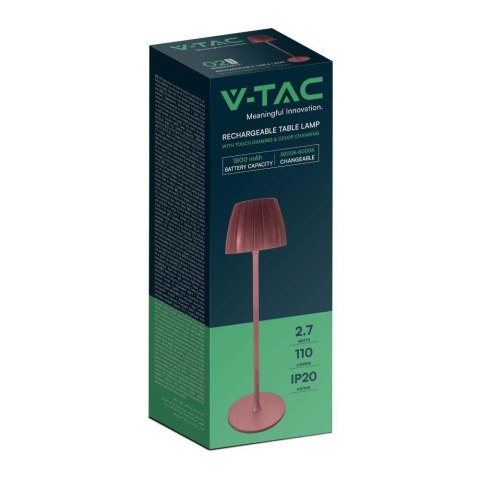 Lampka Biurkowa Nocna V-TAC 2,7W LED 34cm Ładowanie USB Ściemnianie Brąz VT-7967 3000K-6000K 110lm