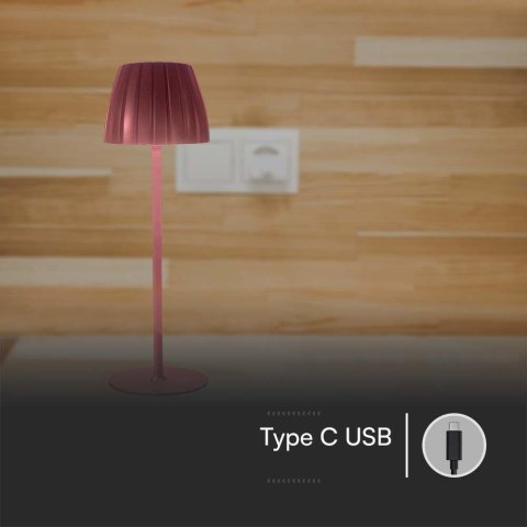 Lampka Biurkowa Nocna V-TAC 2,7W LED 34cm Ładowanie USB Ściemnianie Brąz VT-7967 3000K-6000K 110lm