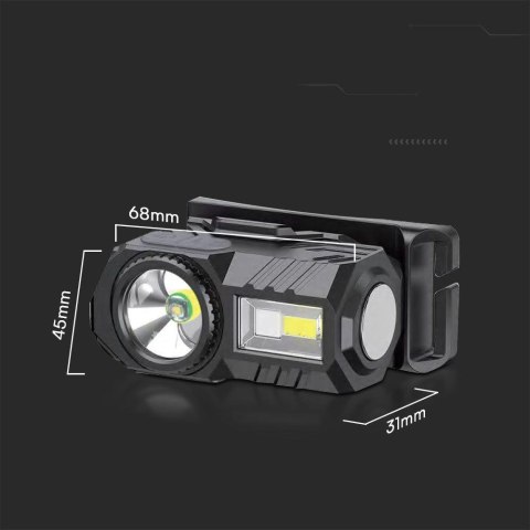 Latarka Czołowa Rowerowa V-TAC 3W SMD Ładowanie USB-C IP43 VT-9902 190lm