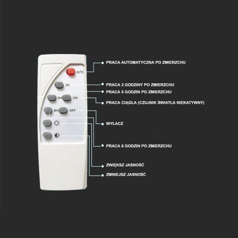 Oprawa Ogrodowa Solarna V-TAC 3-5W LED IP65 20x20cm VT-7655 3000K