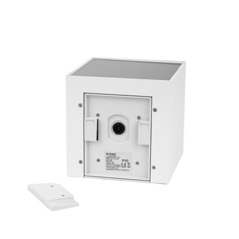Oprawa Ścienna Solarna V-TAC 9W LED COB Regulowana Biała Kostka 15x15cm IP65 VT-11109 3000K 860lm