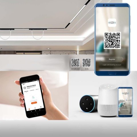 Oprawa Szynosystem SMART 48V V-TAC 23W LED CCT 30st SMART 200cm WiFi TRACKLIGHT Czarna VT-42024 2700K-6400K 2810lm 3 Lata Gwaran