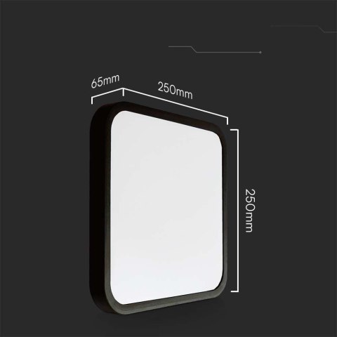 Plafon  Lampa Sufitowa V-TAC 18W LED Kwadrat 25x25cm Natynkowy IP44 Czarny VT-8618B 3000K 1830lm