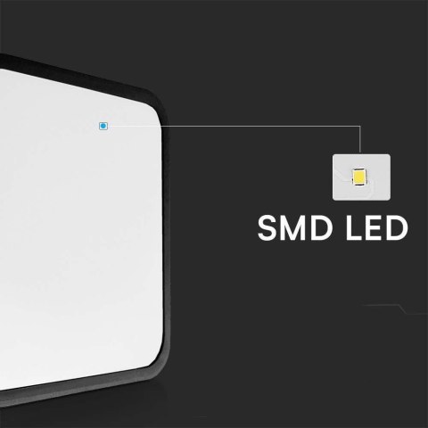 Plafon V-TAC 36W LED Kwadrat 42x42cm Natynkowy Pilot Czujnik Ruchu IP44 Czarny VT-8630S 4000K 3820lm