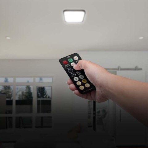 Plafon V-TAC 36W LED Kwadrat 42x42cm Natynkowy Pilot Czujnik Ruchu IP44 Czarny VT-8630S 4000K 3820lm