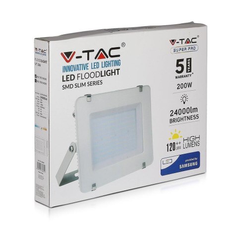Projektor LED V-TAC 200W SAMSUNG CHIP SLIM Biały 120Lm/W VT-206-W 6400K 24000lm 5 Lat Gwarancji
