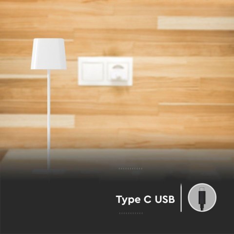 Lampka Biurkowa Nocna Solarna V-TAC 5W CCT LED 35cm Ładowanie USB-C Ściemnianie Biała VT-10116 3000K-6000K 400lm