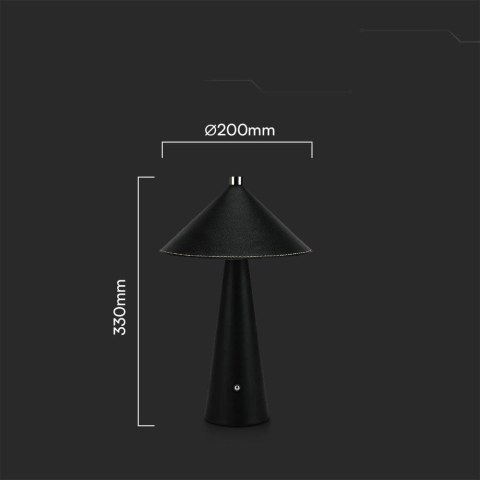 Lampka Biurkowa Nocna V-TAC 3W LED 33cm CCT Ładowanie USB-C Ściemnianie Czarna Skóra VT-10117 3000K-6000K 240lm