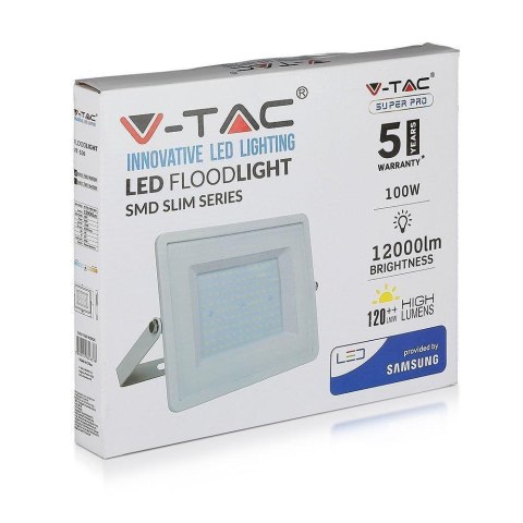 Projektor LED V-TAC 100W SAMSUNG CHIP SLIM Biały 120Lm/W VT-106 4000K 12000lm 5 Lat Gwarancji