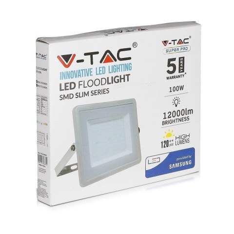 Projektor LED V-TAC 100W SAMSUNG CHIP SLIM Szary 120Lm/W VT-106 4000K 12000lm 5 Lat Gwarancji