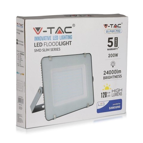 Projektor LED V-TAC 200W SAMSUNG CHIP SLIM Szary 120Lm/W VT-206 4000K 24000lm 5 Lat Gwarancji