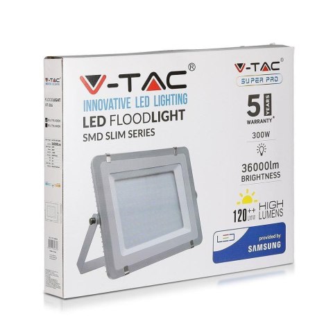 Projektor LED V-TAC 300W SAMSUNG CHIP SLIM Szary 120Lm/W VT-306 4000K 36000lm 5 Lat Gwarancji