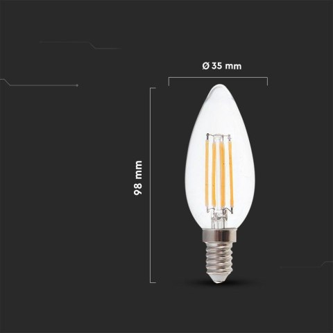 Żarówka LED Filament V-TAC 4W Świeczka C37 E14 3xKlik Ściemnialna VT-2804 3000K 400lm