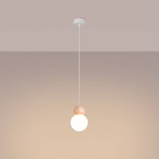 Sollux Lighting Lampa wisząca PEKKA 1 biała/naturalne drewno