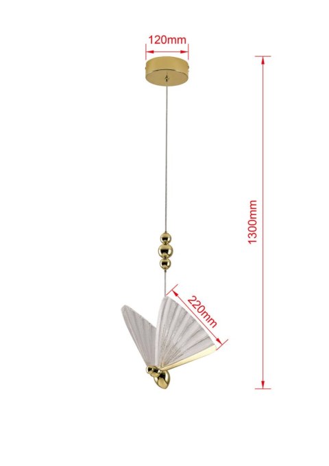 Light Prestige Lampa wisząca Mariposa 1 złota LED CCT