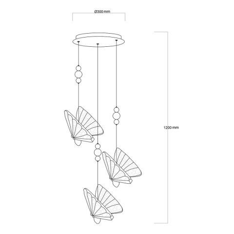 Lampa wisząca Mariposa 3 złota LED CCT Light Prestige