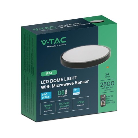 24W LED DOME LIGHT -SENSOR WITH SAMSUNGCHIP 4000K RD,BLACK FRAME IP44