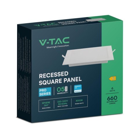 6W BACKLIT RECESSED PANEL WITH SAMSUNG CHIP 3000K SQ