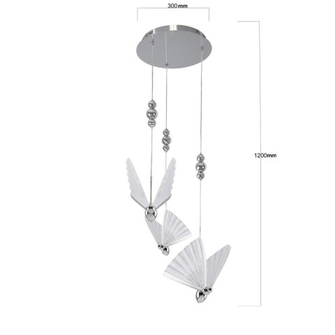 Lampa wisząca Mariposa 3 srebrna LED CCT Light Prestige