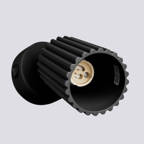 LAMPA ŚCIENNA Kinkiet KARBON czarny z włącznikiem