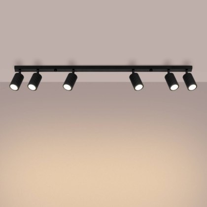 PLAFON LAMPA SUFITOWA REFLEKTOR SOLLUX KARBON 6L czarny