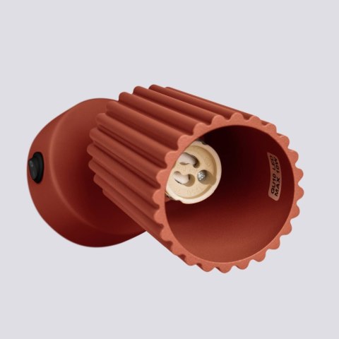 LAMPA ŚCIENNA Kinkiet KARBON ochra czerwona z włącznikiem