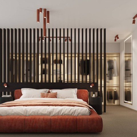 LAMPA ŚCIENNA Kinkiet KARBON ochra czerwona z włącznikiem