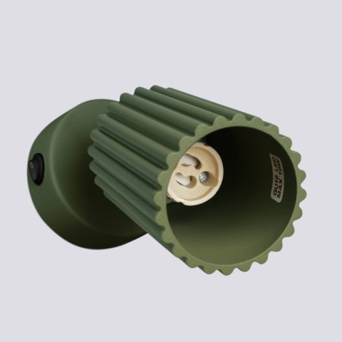 LAMPA ŚCIENNA Kinkiet KARBON zielony oliwkowy z włącznikiem