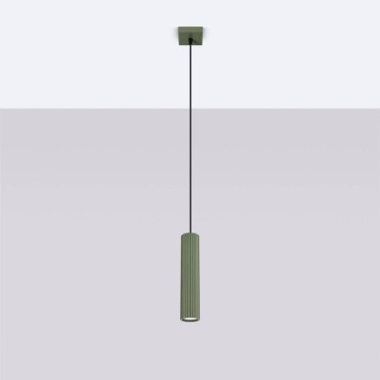 Sollux Lighting Lampa wisząca KARBON 1 zielony oliwkowy