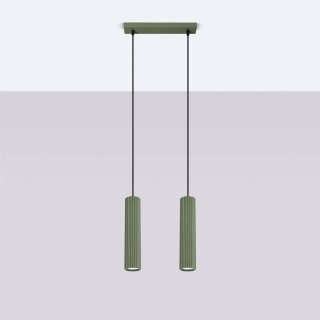 Sollux Lighting Lampa wisząca KARBON 2 zielona oliwka