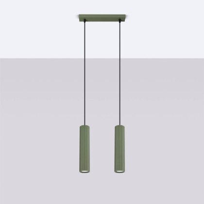 Sollux Lighting Lampa wisząca KARBON 2 zielona oliwka