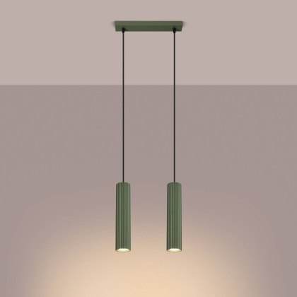 ŻYRANDOL LAMPA SUFITOWA Lampa wisząca KARBON 2 zielona oliwka