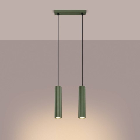 ŻYRANDOL LAMPA SUFITOWA Lampa wisząca KARBON 2 zielona oliwka