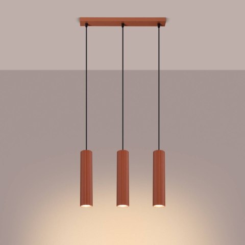 ŻYRANDOL LAMPA SUFITOWA Lampa wisząca KARBON 3L ochra czerwona