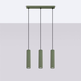 Sollux Lighting Lampa wisząca KARBON 3L zielona oliwka