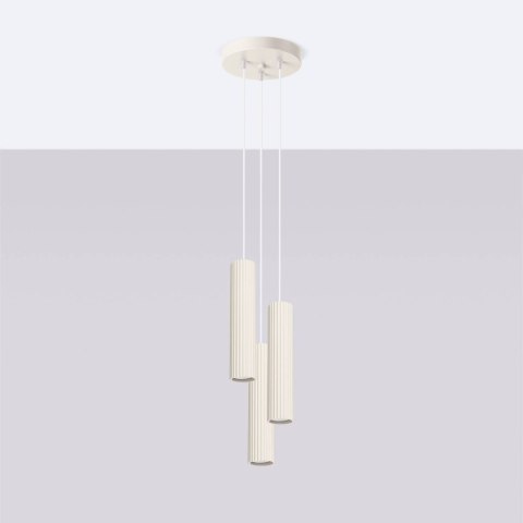 ŻYRANDOL LAMPA SUFITOWA Lampa wisząca KARBON 3P beżowy