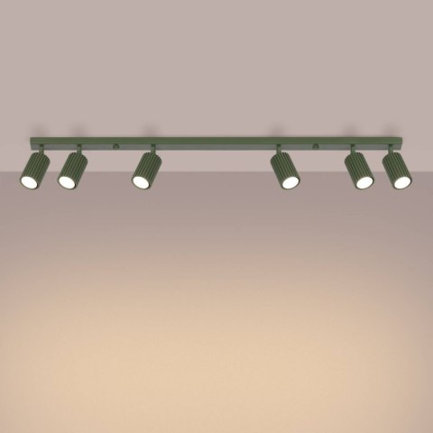 PLAFON LAMPA SUFITOWA REFLEKTOR SOLLUX  KARBON 6L zielony oliwkowy