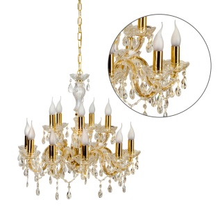 Lampa wisząca Glamour złota żyrandol 12xE14 Maria Teresa