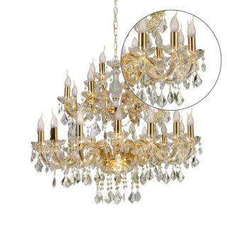 Żyrandol Glamour kryształowy złoty 28xE14 Maria Teresa