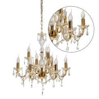 Żyrandol Glamour kryształowy złoty 62cm 9xE14 Maria Teresa