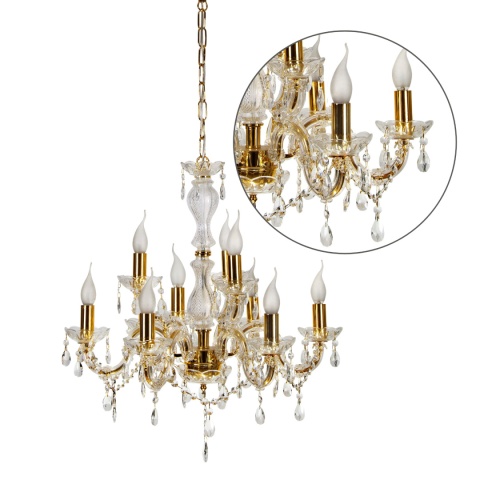 Żyrandol Glamour kryształowy złoty 62cm 9xE14 Maria Teresa